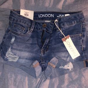 NWT Navy Denim Shorts with Rips